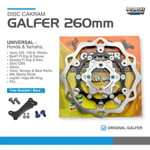 CAKRAM GALFER 260MM VIETNAM PIRINGAN DISC VARIO DISC CAKRAM SCOOPY PIRINGAN CAKRAM GENIO PIRINGAN CAKRAM BEAT made in vietnam disk galfer 260 original Vietnam PNP Vario 125/250 Mio beat Disc Cakram 260mm sepeda motor Motorcycle