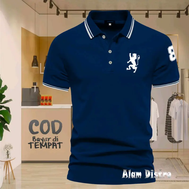 polo shirt Giordano 3D lion mend kaos kerah Napoleon 8 / baju polo Giordano singa  sablon padat 1