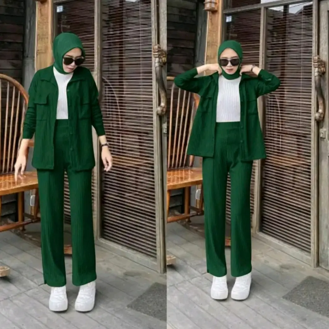 One set knit hornet premium/setelan knit atasan lengan panjang/one set nabila terlaris/setelan knit wanita terbaru Wanita Celana Karet Melar Outer Kulot  Tebal Bawahan Dewasa