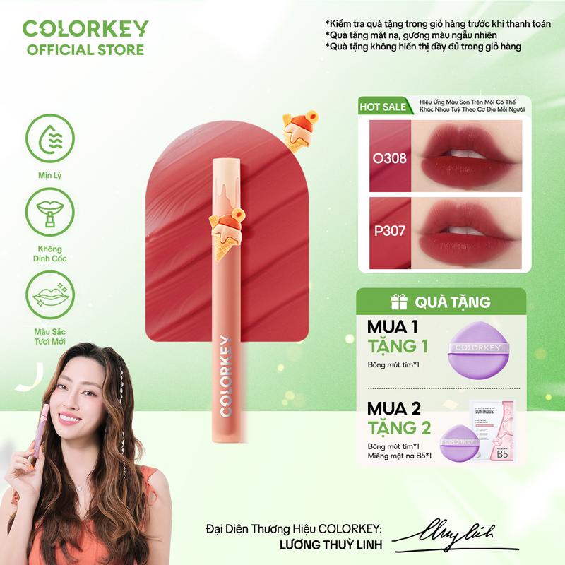 Son Tint Watery COLORKEY Phiên Bản ICE CREAM Màu Sắc Ngọt Ngào, Lâu Trôi Cho Môi Xinh Tươi Tắn 1.7g