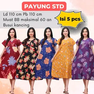 DASTER PAYUNG (ISI 5 PCS) Ld 110cm Busui Kancing Rayon adem Random Bumil Nyaman Santai Ibu Menyusui Panjang