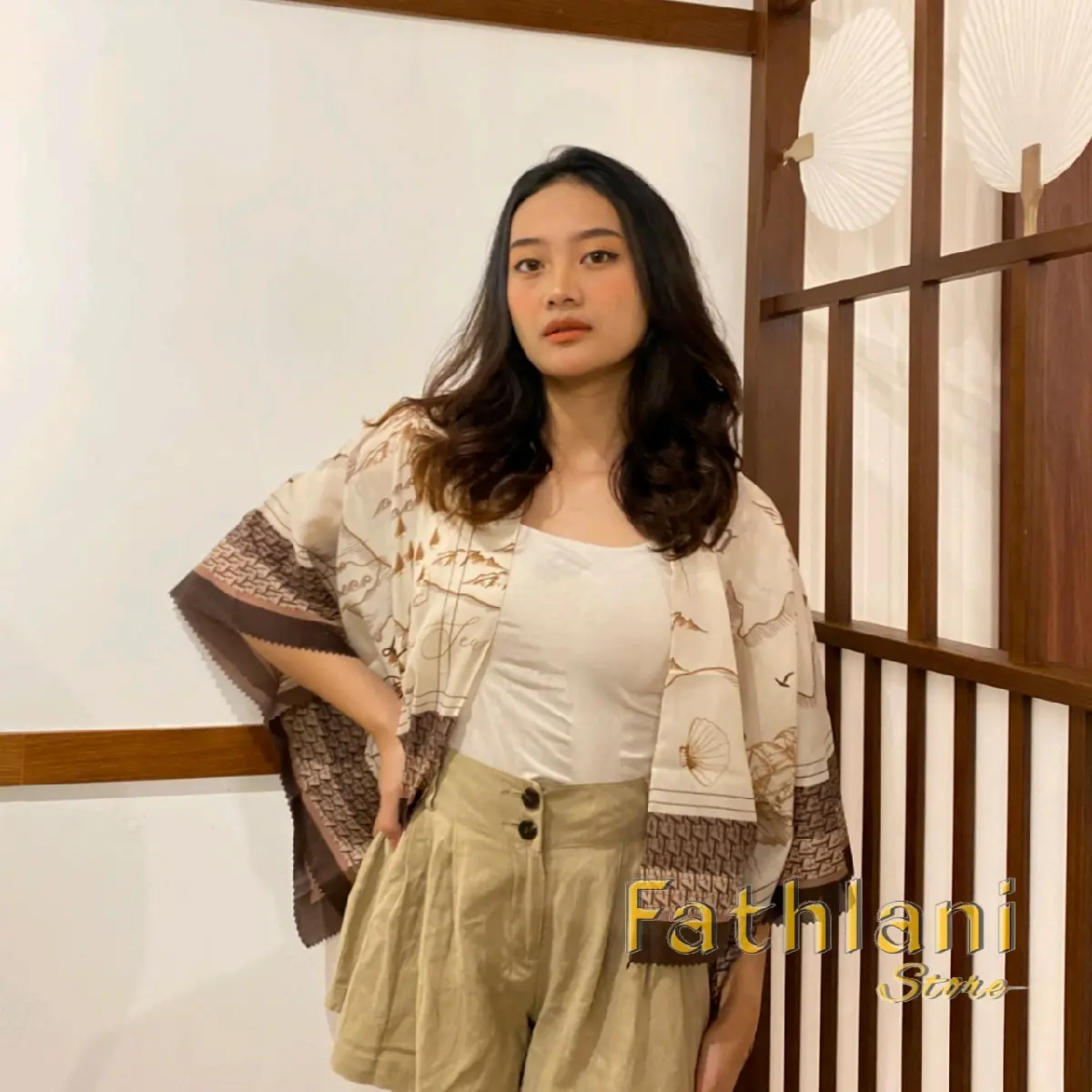 outer scarf  Kardigan batwiing wanita  kimono kelalawar / outer scarf  Cardigan wanita Motif  / batwing wanita Casual Nyaman belang Formal