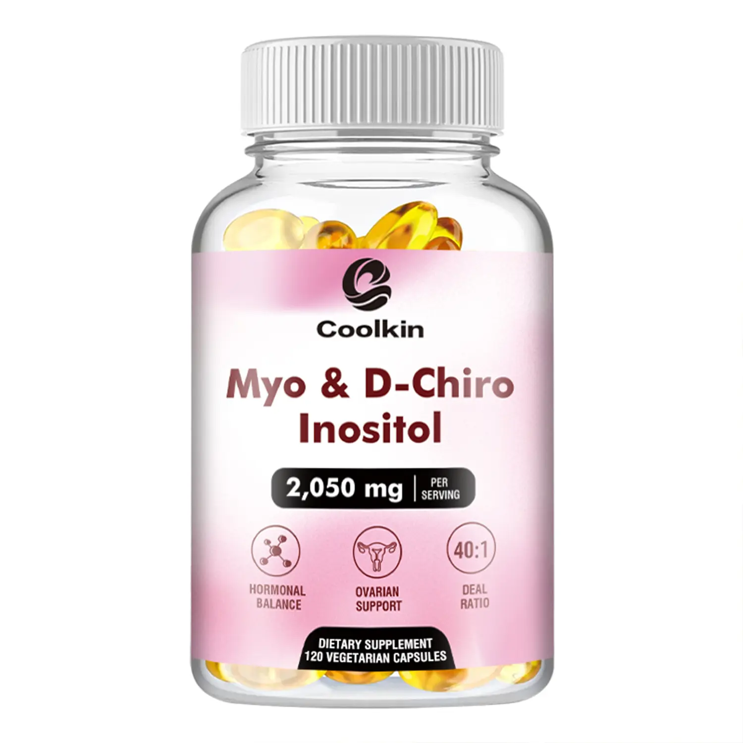 Coolkin-Myo-Inositol dan D-Chiro Inositol-Keseimbangan Hormonal dan Fungsi Ovarium-Bebas GMO-30/60/120 Kapsul