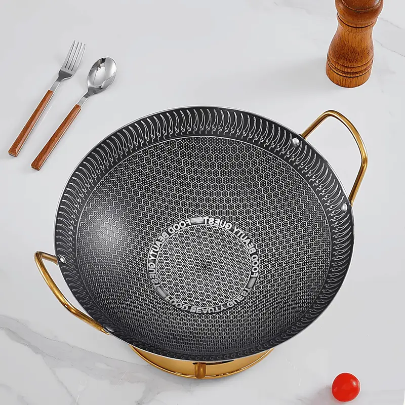 Motif Silver Wajan Penggorengan Kuali Mini Stainless Steel Gagang Kuping 20 24 28 CM 6