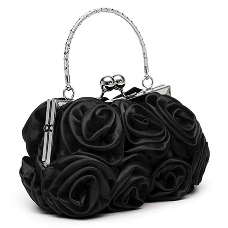 Product Introduction of OZ- Bridal Purse Stylish Handbag Durable Ladies Stylish Rose Handbag Rose Shape Stylish Women Fashion Rose Bridal Clutch Bag for Wedding Rose Flower Pattern 0