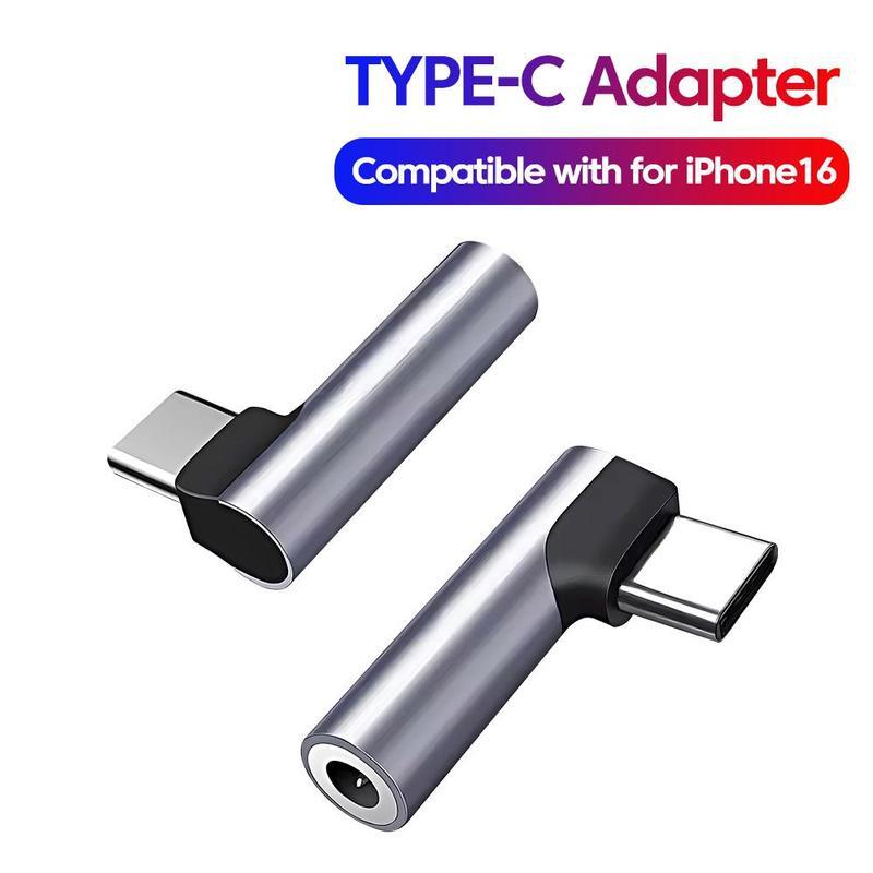 Bộ chuyển đổi âm thanh USB‑C sang AUX 3,5 mm với đầu nối góc phải 90 độ, dùng cho tai nghe, tai nghe nhét tai và micro; tương thích với IPhone 15/16/17/18, điện thoại samsung, điện thoại xiaomi và các thiết bị chạy hệ điều hành android