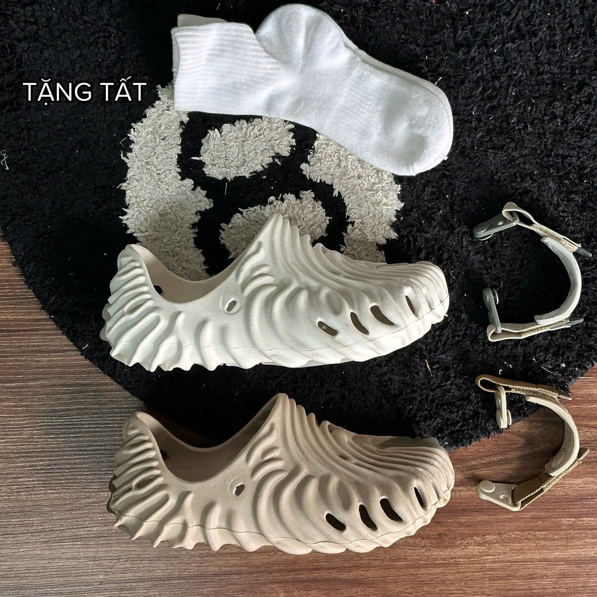[DÉP QUAI] DÉP thể thao Nâu và Trắng có quai , TẶNG KÈM TẤT cả Nam và Nữ