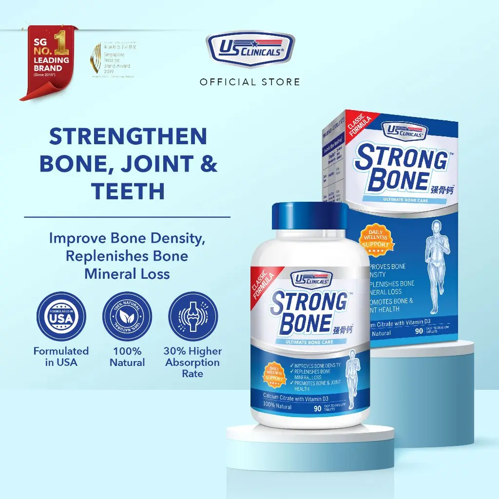 US Clinicals StrongBone 90s |  Calcium Supplement | Calcium Vitamin D | Bone Supplement bone health wellness supplements