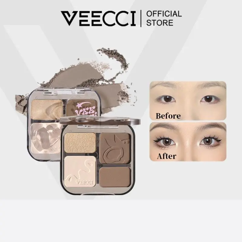 VEECCI Bảng Phấn Tạo Khối Bắt Sáng 4 màu Tự Nhiên Lâu Trôi Chống Nước 9g