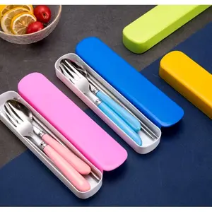 P( P55 ) SET ALAT MAKAN STAINLESS WARNA (SENDOK, GARPU, SUMPIT ) + BOX