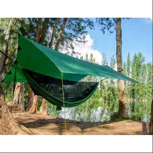 Hammock klambu 270x150 Bergaransi plus flyseet tarptent bivak outdoor camping waterproof paket hammock klambu plus flyseet hammock klambu anti serangga ayunan gantung tempat tidur gantung outdoor camping berkemah Ayunan Camping Outdoor