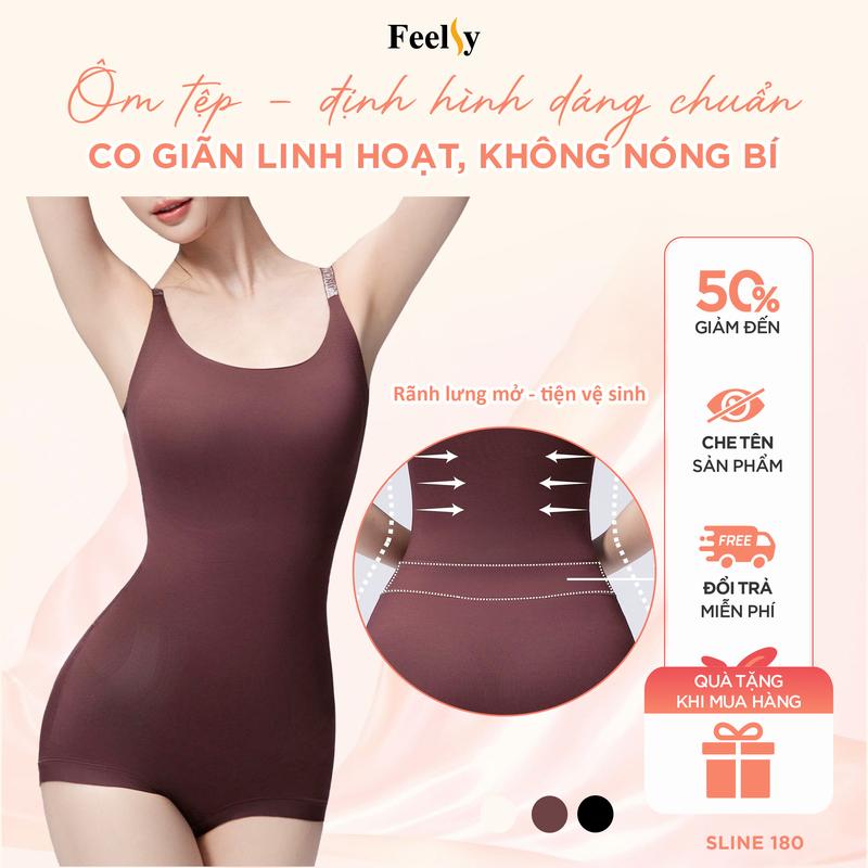 SLINE 180 - BODYSUIT ĐỊNH HÌNH FEELSY NÂNG ĐẨY 3 VÒNG GỌN EO TÔN DÁNG CO GIÃN 4 CHIỀU CÓ RÃNH LƯNG MỞ TIỆN LỢI PHÙ HỢP MẶC TRONG ĐẦM ÔM ÁO DÀI TẾT