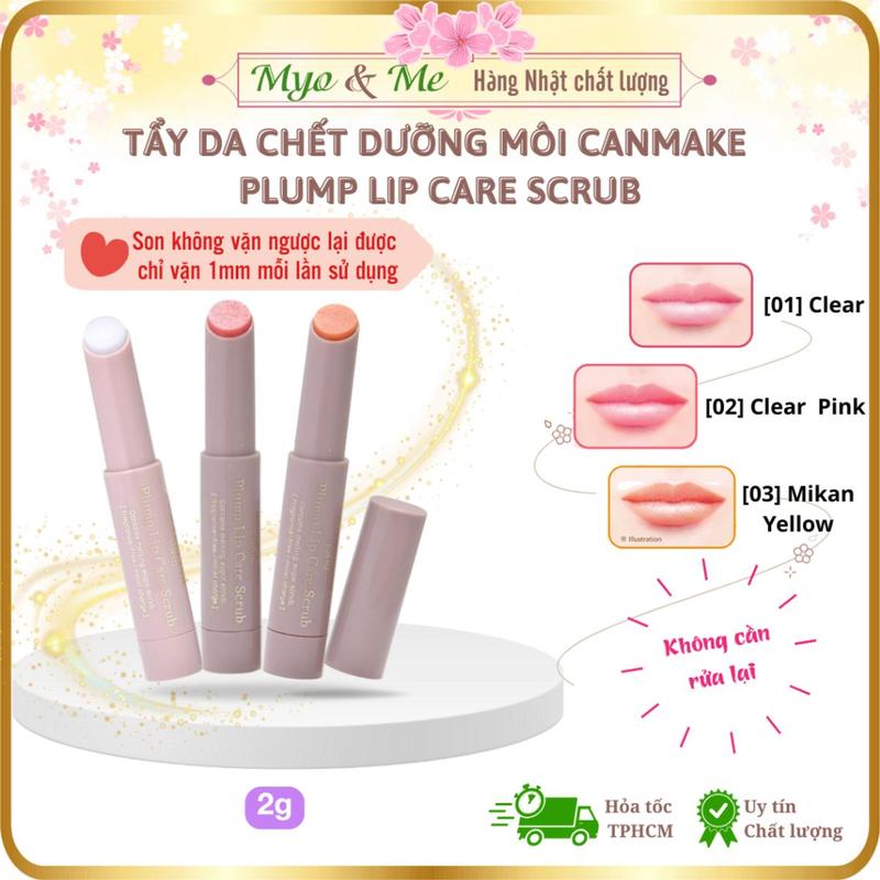 Son dưỡng môi kết hợp tẩy da chết môi giảm thâm, dưỡng ẩm Canmake Plump Lip Cae Scrub Nhật Bản - 2g 0
