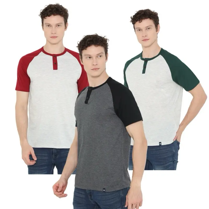 StillBravo Kaos Reglan Henley Two tone Colour Lengan Pendek Original Pria Wanita 0