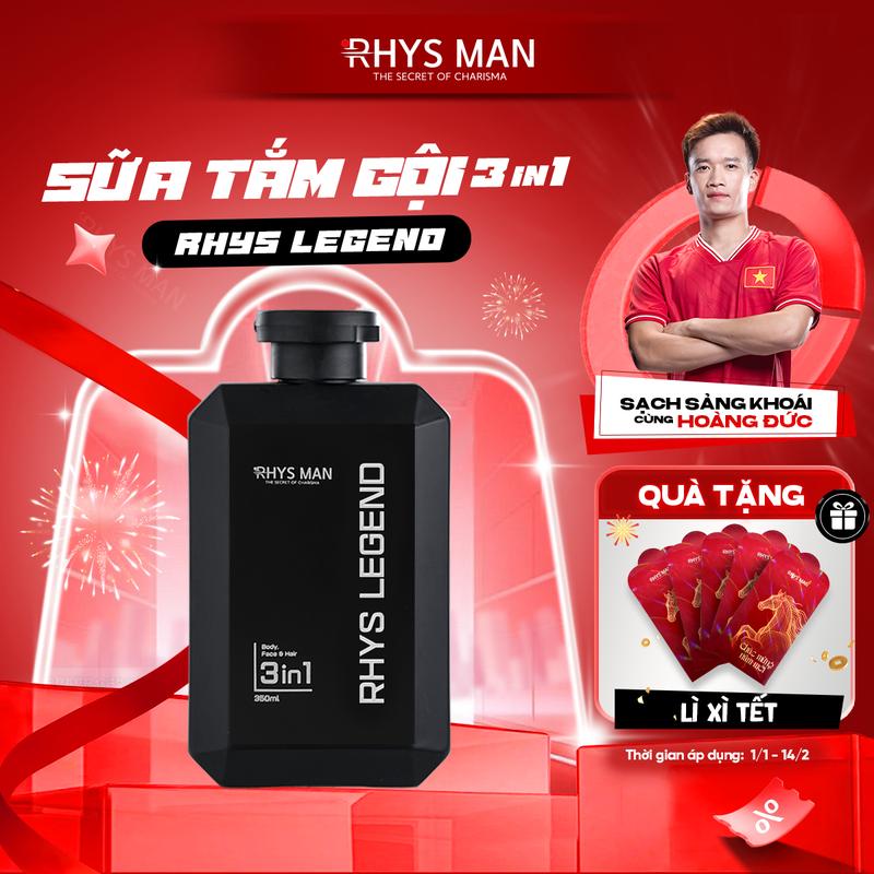  Sữa tắm gội nam RHYS MAN hương nước hoa 3in1 Rhys Legend & Rhys Noble 350ml | Mua 1 tặng kèm quà tặng 