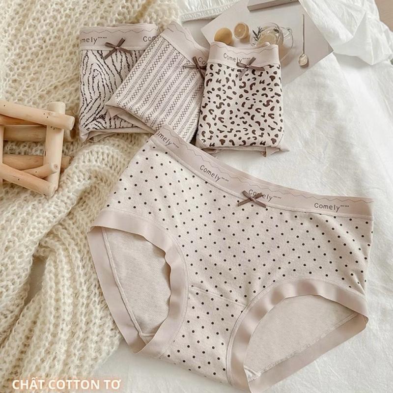  Quần Lót COTTON Hàn Họa Tiết Xinh Mềm Thấm Hút Mồ Hôi,Thoáng Mát- Dưới Rún Woment Nữ 