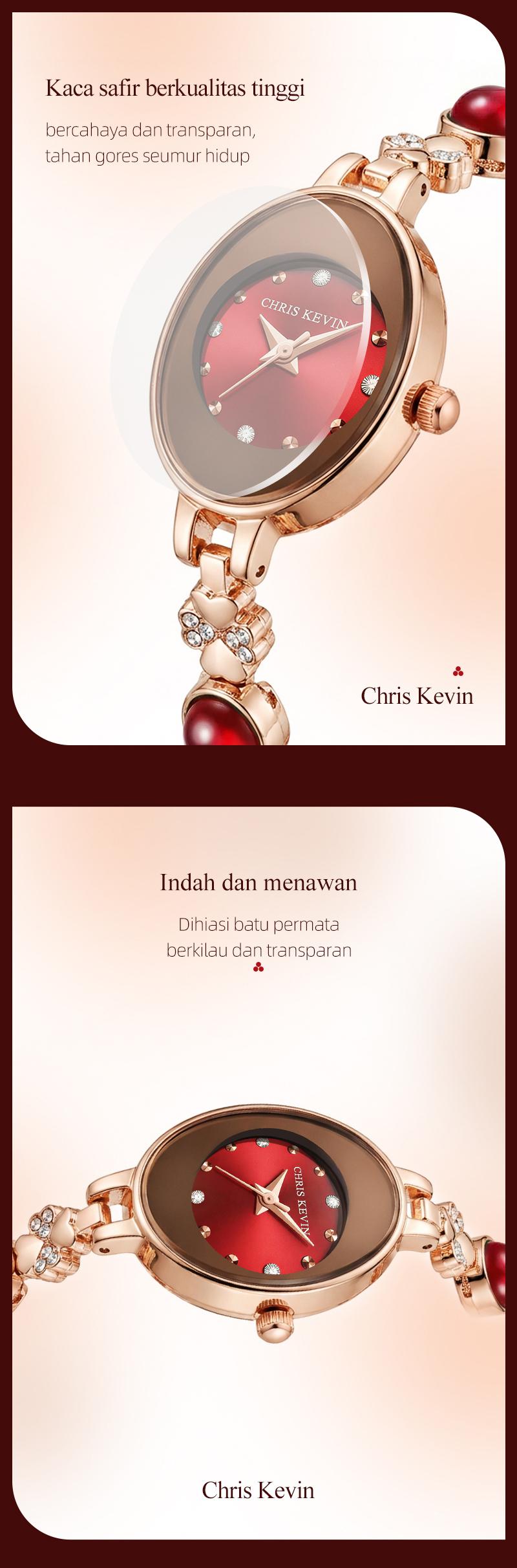 CHRIS KEVIN[COD]jam tangan wanita bergaya klasik retro, elegan, mewah ringan, tahan air, dengan desain perhiasan yang anggun