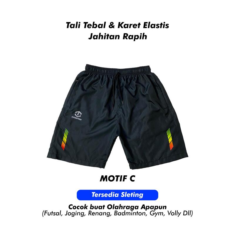 Celana Pendek Olahraga Parasut celana running lari Strict Saku Resleting Running Jogging Gym Sport 4