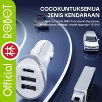 Gambar Robot RT-C08C / RT-C08M Car Charger Mobil 3 Port 24W Max + Kabel Data Cable Fast Charging New RT-C08 - RT-C08C +Kabel C dari Liem Group Kota Administrasi Jakarta Barat 4 Tokopedia