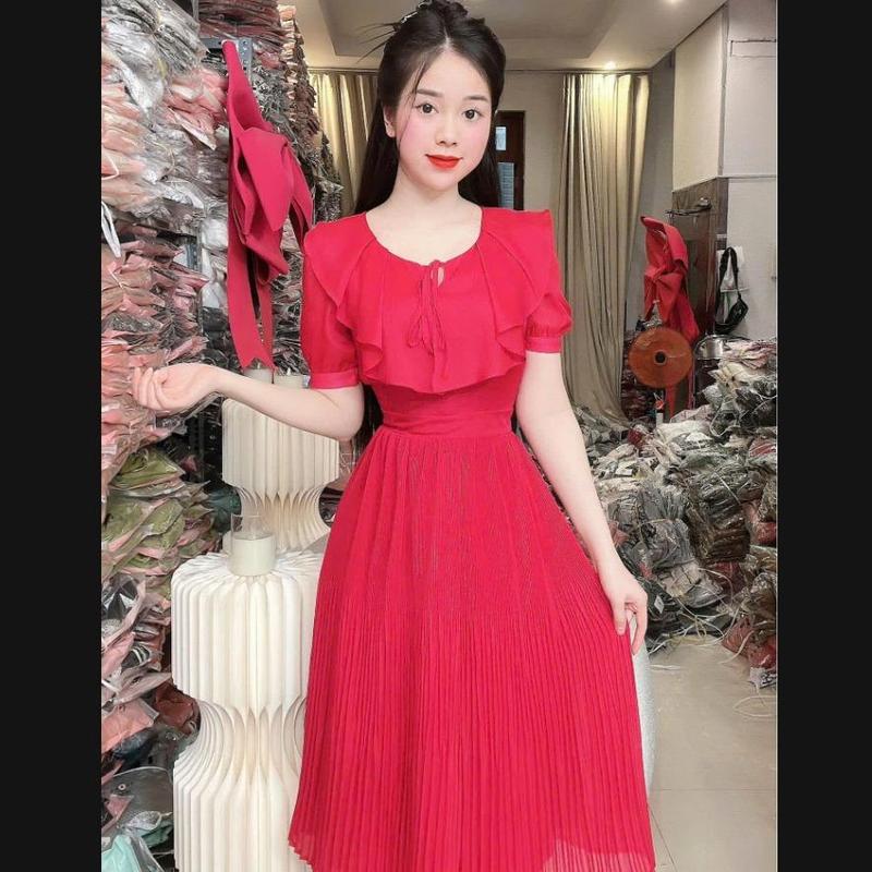 Z80 Đầm thiết kế form xoè xếp ly sang trọng cổ bèo cách điệu vải mềm mặc mát đi làm đi tiệc đều đẹp đầm đi dự đám cưới váy đi tiệc đi làm đi chơi by Thương Lê Z80