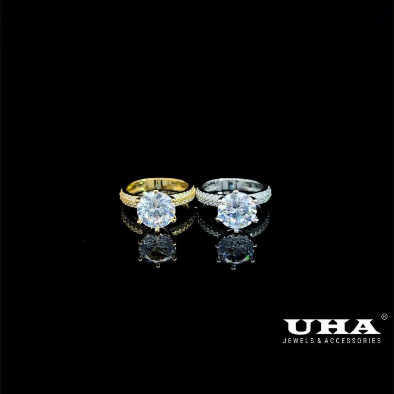 N491  Nhẫn nữ đính đá CZ  cao cấp sáng lấp lánh UHA