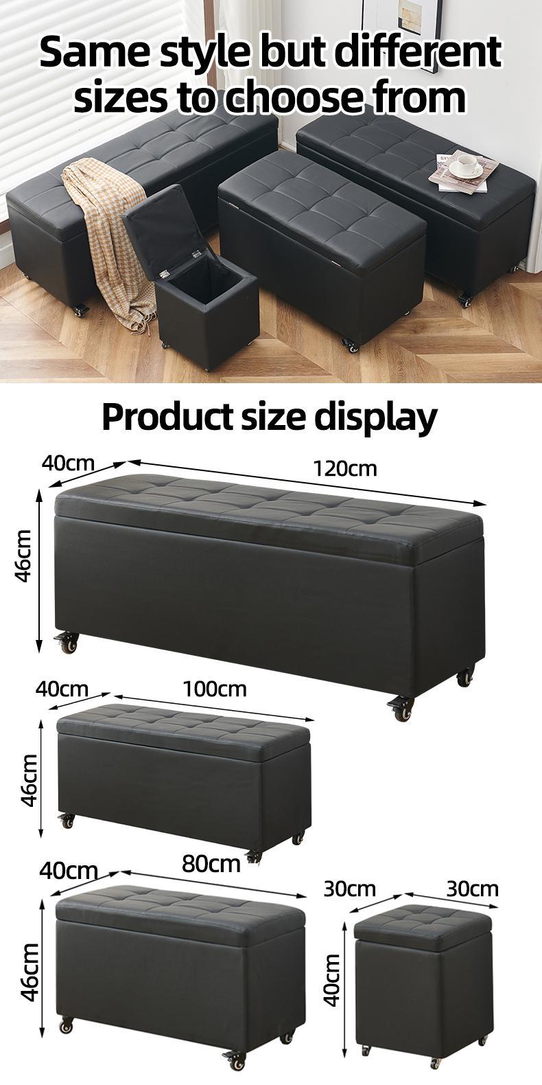 Product Introduction of 【SG Local Seller】Upgrade 120cm Leather Ottoman Storage Bench Stool With Wheel PU Waterproof- 57