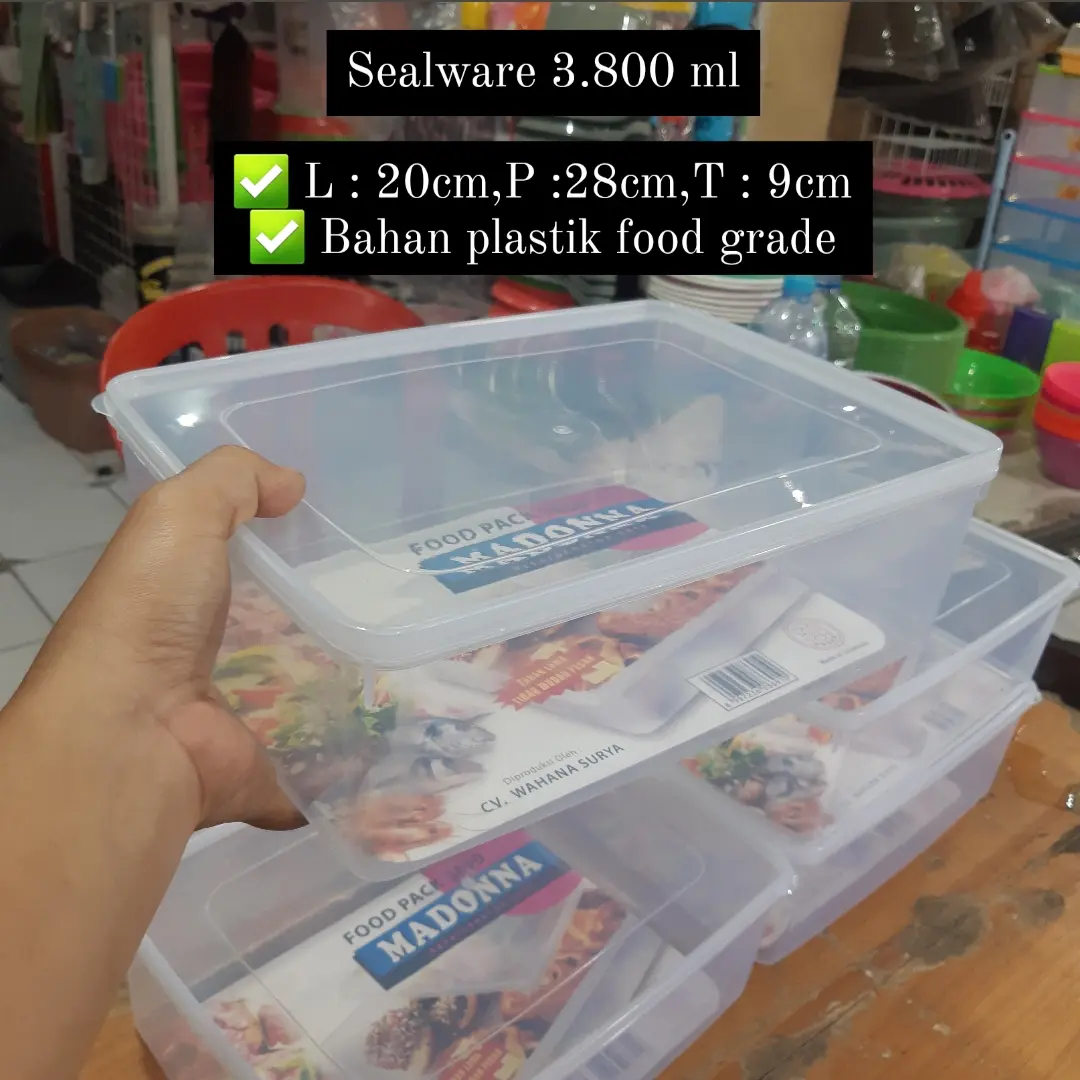 Kotak sealware susan 3.800 ml / kotak angkringan / box kue / kotak jajan / tempat gorengan / food pack / sealware / kontainer sate / toples makanan / kotak frozen food / sate sosis / brownis