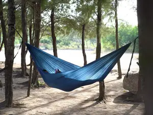 Ticket To The Moon Lightest Hammock Navy Blue - 320 CM X 145 CM, 228 Grams, Nyaman & Ringan, Cocok untuk Camping dan Hiking Camping Outdoor Ayunan