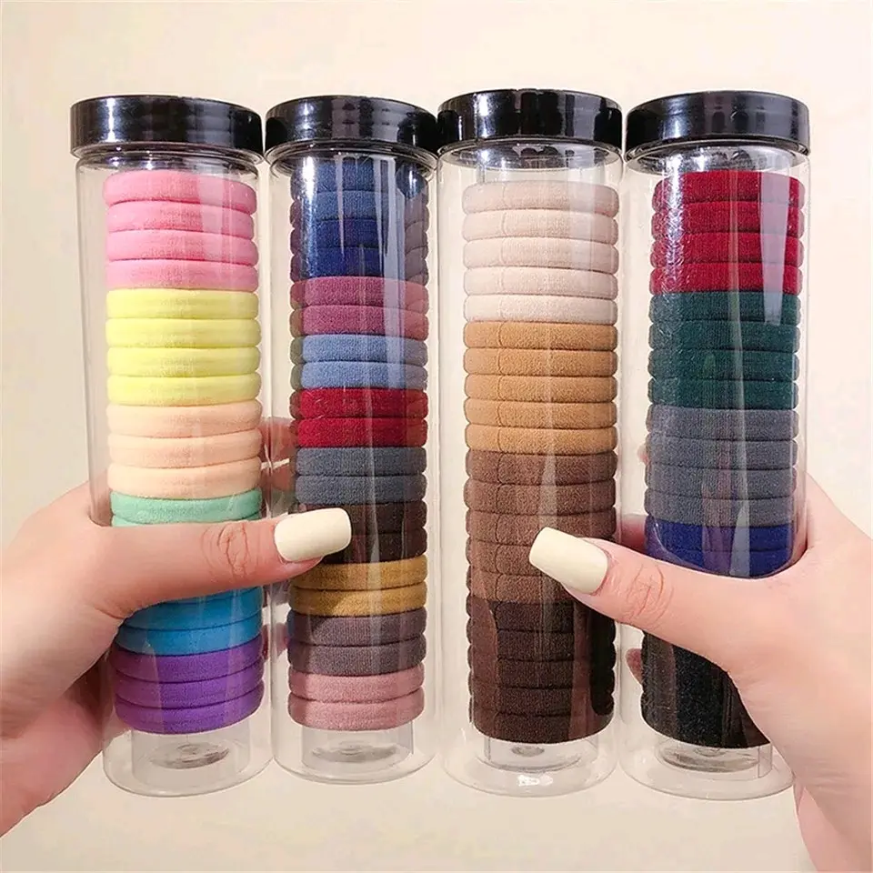 Ikat rambut anak elastis model donat gaya korea isi 20pcs free tabung Karet