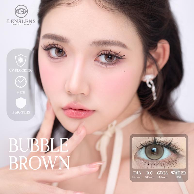 Lens Mắt Kính Áp Tròng Nâu Viền Bong Bóng Bubble Brown 14.2