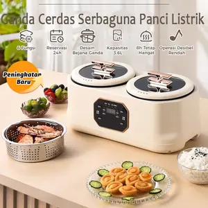 COD Panci Listrik Double Pot Serbaguna 3.6L , 6IN1/ Panci Rice Cooker Low Carbo / Panci Elektrik Multifungsi Ganda Cerdas / Panci Anti Lengket