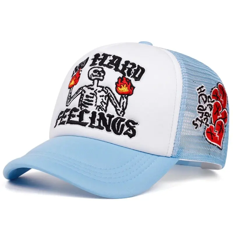 Topi Jaring Bernapas Terbaru Populer 2026 Motif Tengkorak Api Mawar Cinta Gaya Jalanan Skateboard Hip Hop Topi Olahraga Santai Topi Pelindung Matahari Topi Baseball