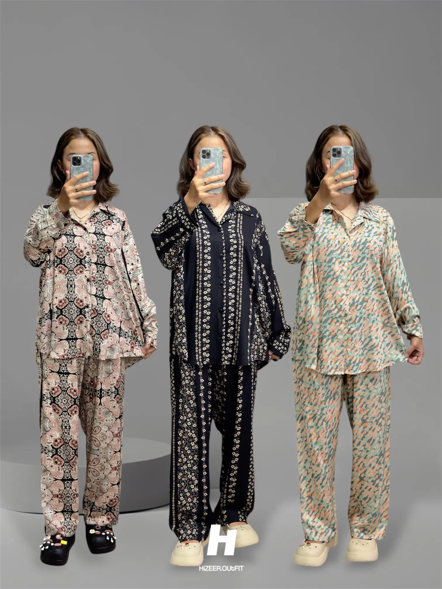 Set Kemeja Celana HiZEER.OUTFIT- Setelan Bundling Kemeja dan Celana Panjang - One Set Piyama Rayon