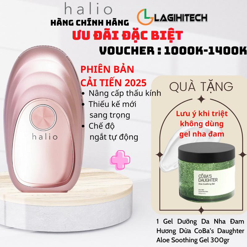   Mẫu Tặng kèm gel  Máy Triệt Lông Lạnh Cá Nhân Halio IPL Cooling Hair Removal Device BH 2 năm - Hàng Chính Hãng 