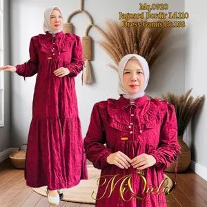 Miqiela Dress Gamis Polos Bahan Katbol Katun Bolong  Bordir Premium Busui Friendly Kancing Aktif Mewah Elegan