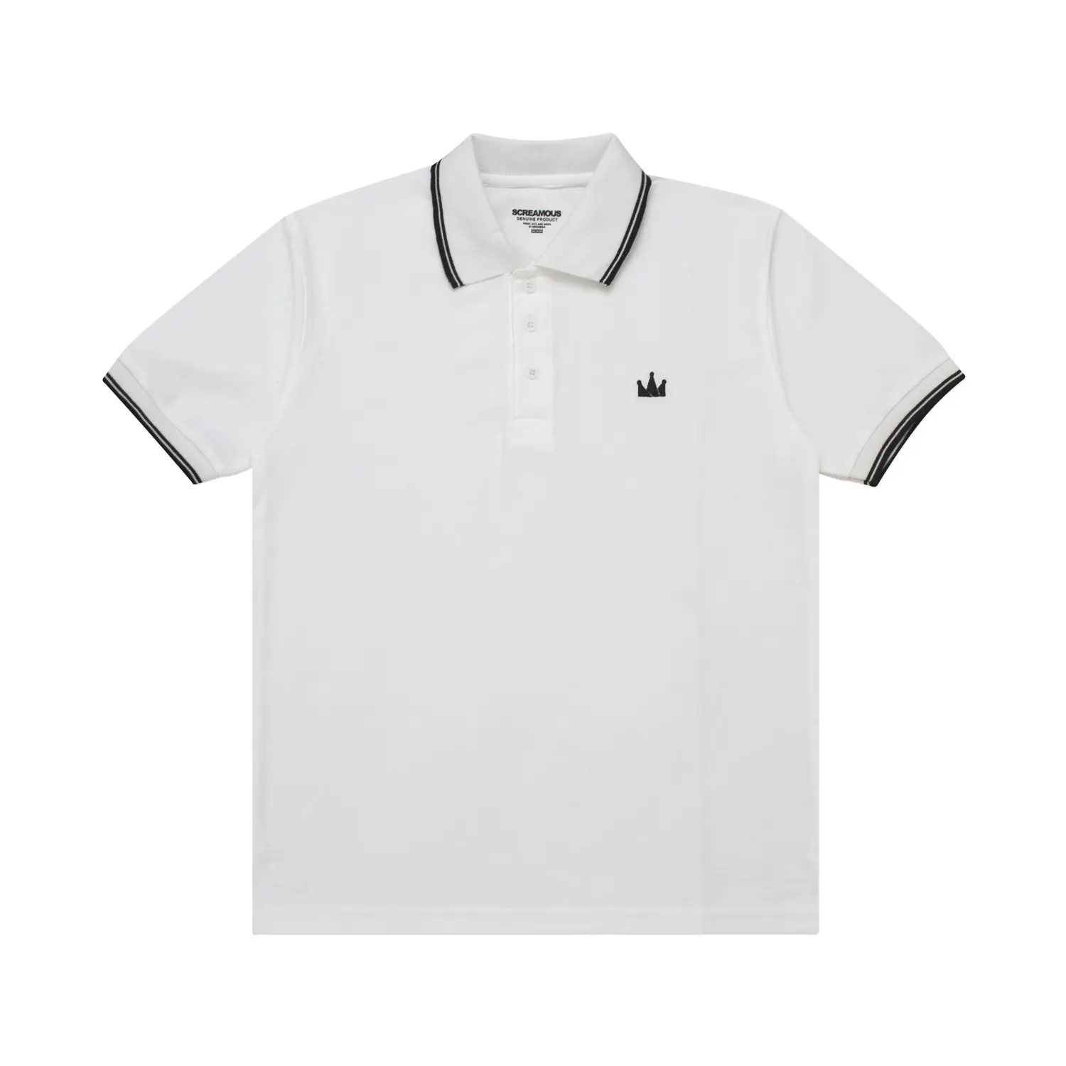 Screamous Polo Shirt CROWN LINES BLACK WHITE