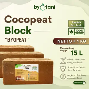 Cocopeat Block 1Kg (15L) media tanam subur untuk sayur & buah - blok media tanam, hydroponik, greenhouse, bibit, tanaman hias, rendah dan bebas zat tanin