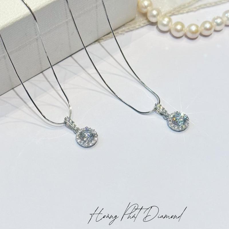 [ Hoàng Phát ] Trang Sức Dây Chuyền Bạc Mì Trơn Mảnh Nhỏ 4T5 (45CM) Phối Mặt Halo Tròn Tấm X.o.à.n Nam Mỹ Xi Kim (P131)