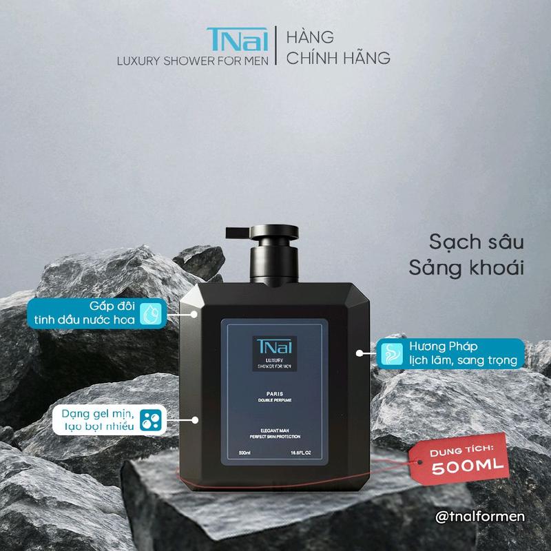 KIMTRON X TNal Luxury Shower For Men - Sữa Tắm Nam 500ml Hương Paris Sang Trọng Thơm Chuẩn Quý Ông Lịch Lãm Quyến Rũ Dạng Gel Mịn Tạo Bọt Nhiều 