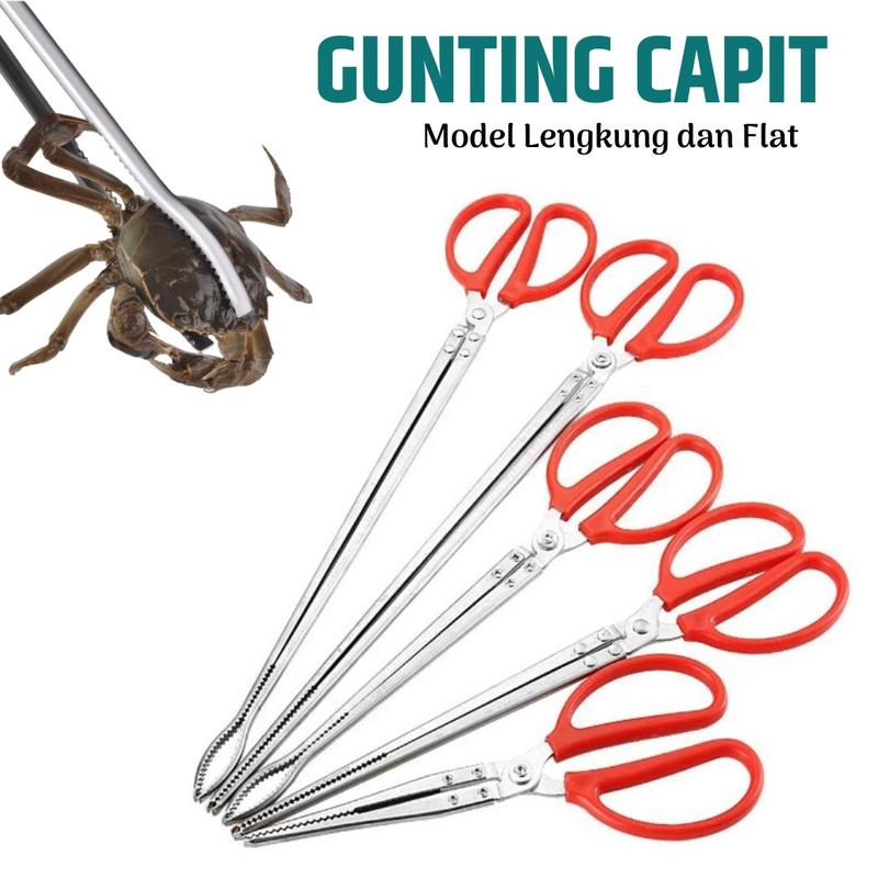 Gunting Capit Penjepit Penangkap Belut Ikan Kepiting Anti Slip Ujung Flat Dan Lengkung Panjang 52cm Multifungsi Plastik Stainless 0