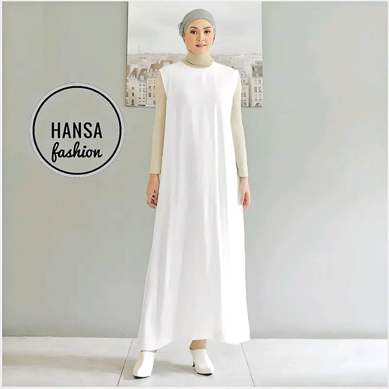 inner dress tanpa lengan / gamis Panjang bahan Rayon Twill model Midi 1