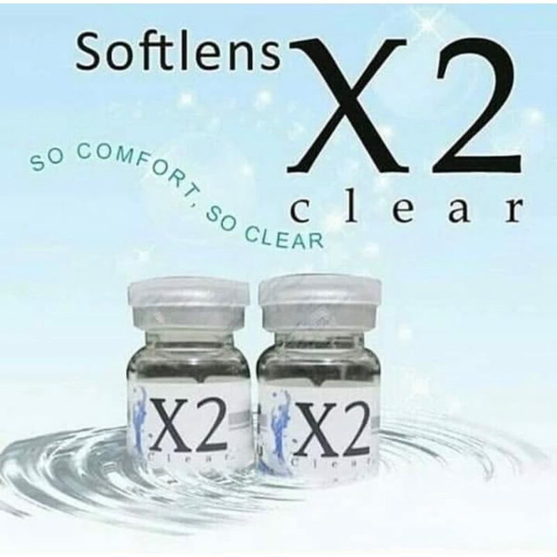 (Free Case) X2 Yearly Clear Softlens Minus / Softlens X2 Clear Tahunan / Bisa Beda Minus 3