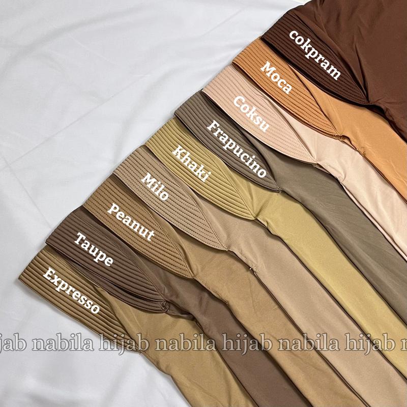 Paket Usaha Bergo Amira Jersey 7 Pcs Size L Polos Non Label - Bisa Pilih Warna - Coklat, Hitam Kerudung Busa Nyaman 3