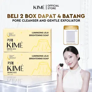 [BUY 2 BOX GET 4 BATANG FREE JARING] KIME Luminizing Jeju Brightening Soap 200Gr | Volcanic Ash Charcoal Niacinamide Collagen | Sabun Batang Pemutih Badan Wajah Glowing Pencerah Tubuh Muka Kulit Kaki Tangan Ketiak Whitening Booster Eksfoliasi Flek Hitam