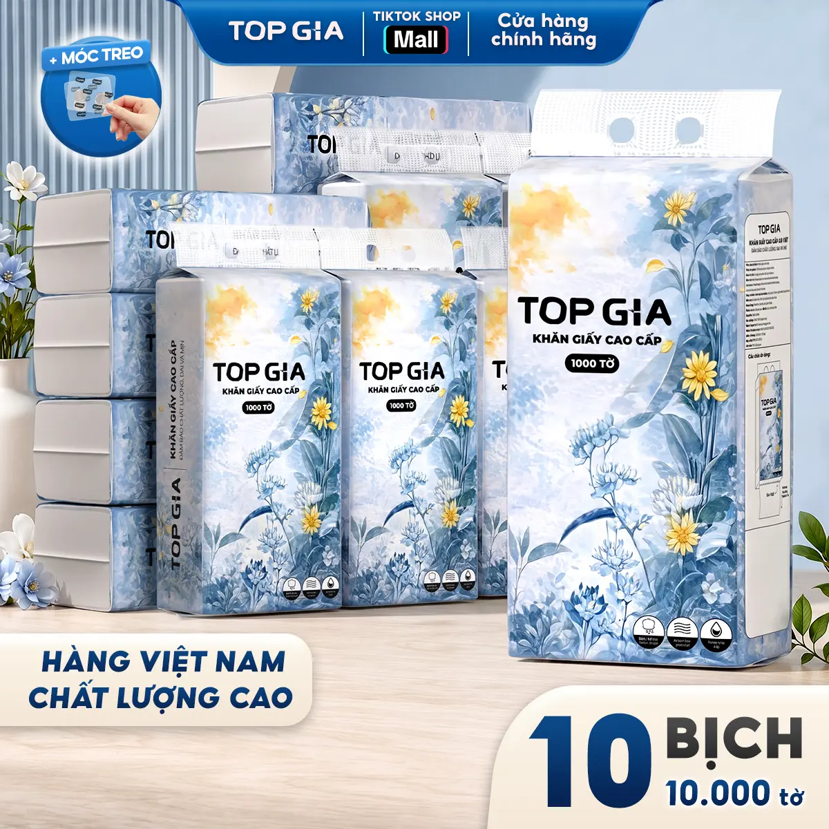 [GIÁ XẢ KHO] Thùng 10 bịch Khăn Giấy Rút Đáy Mộc An- 1000 TỜ MỘC AN Dập Vân 4D - Tờ Dai - Giấy Mềm Mịn - Thấm Hút Tốt, KHĂN GIẤY CAO CẤP ĐẠT QUY CHUẨN CỦA BỘ CÔNG THƯƠNG VTG48