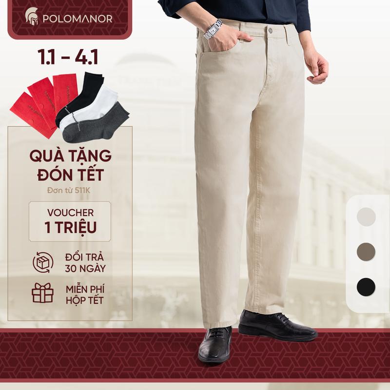   NEW T9  Quần ống rộng nam cao cấp KAKI STRAIGHT BST SMART CASUAL thoải mái dễ phối - POLOMANOR 