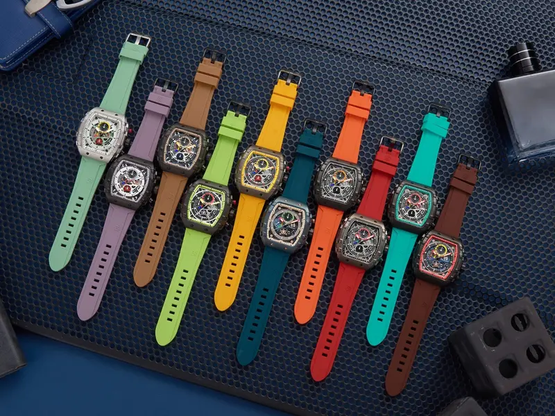 Jam Tangan T5 Original Eksekutiv 56G Rubber Strap Olahraga Kemewahan Chrono Aktif Black Blue Grey Multi Warna 8