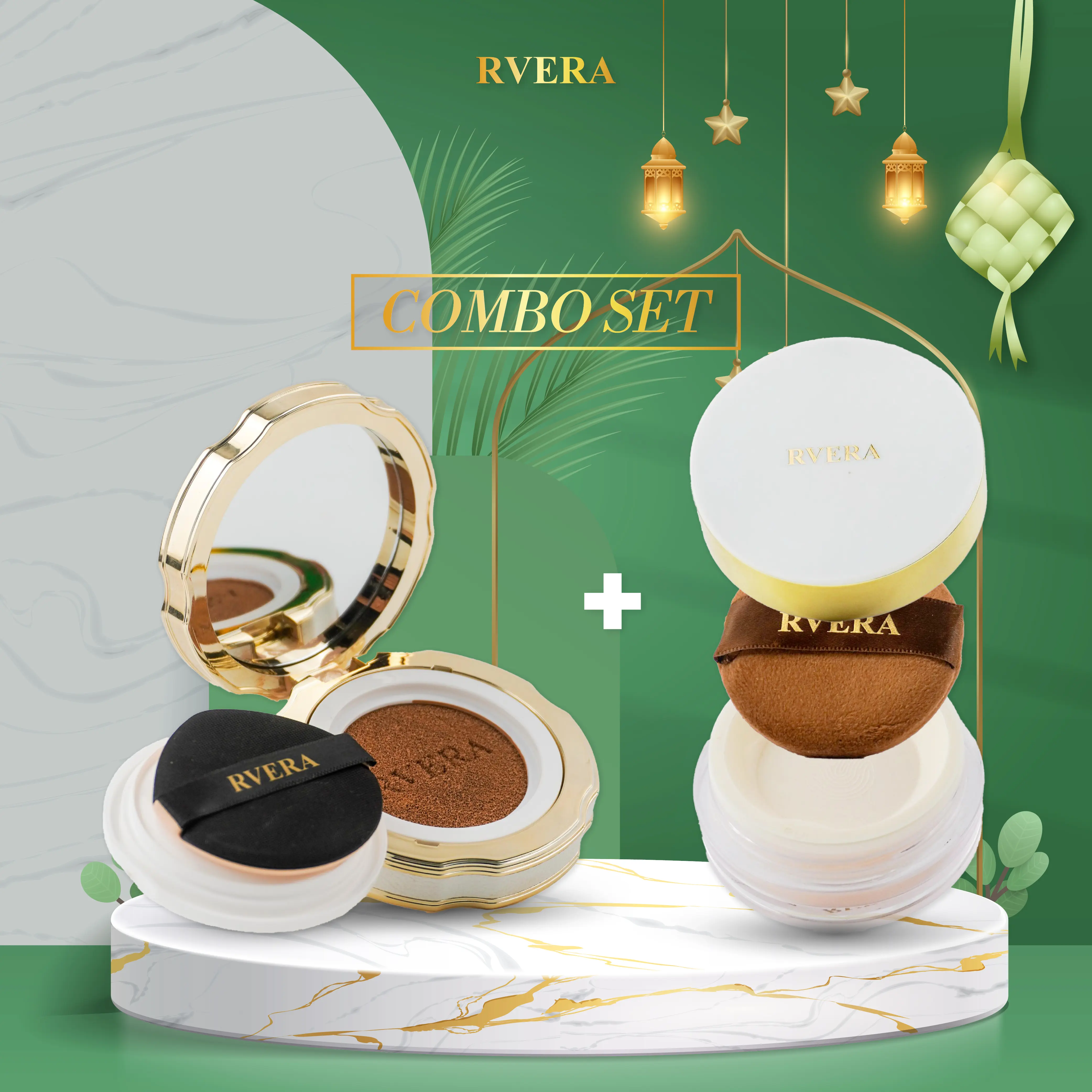 RVERA [RAYA SET] COMBO FULL COVERAGE BB CUSHION + LOOSE SETTING POWDER OIL CONTROL