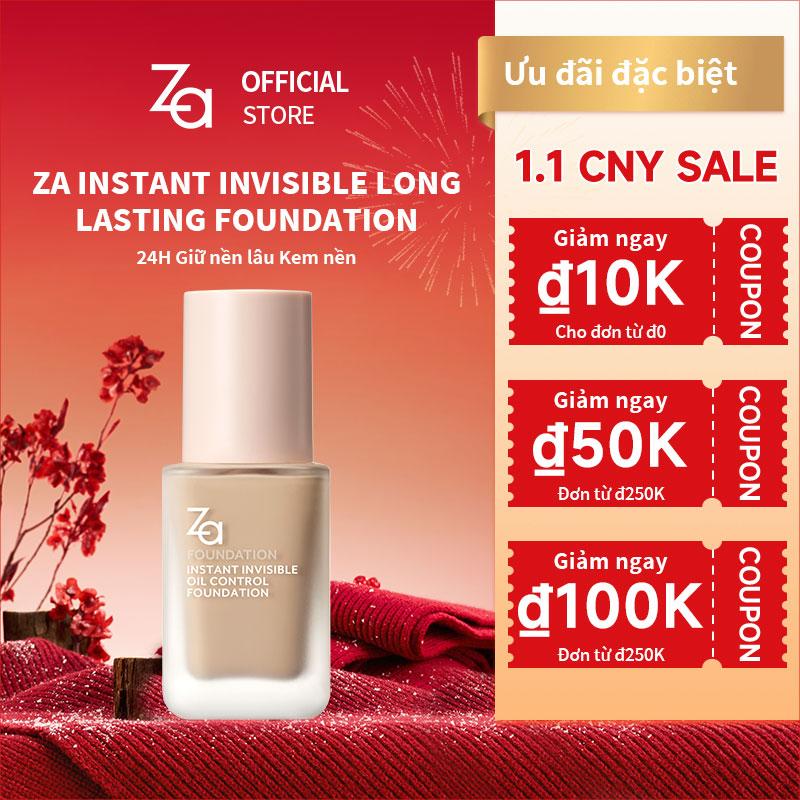  Kem nền ZA Instant Invisible Oil Control hỗ trợ kiểm soát dầu chống thấm nước 25ml Cosmetic 