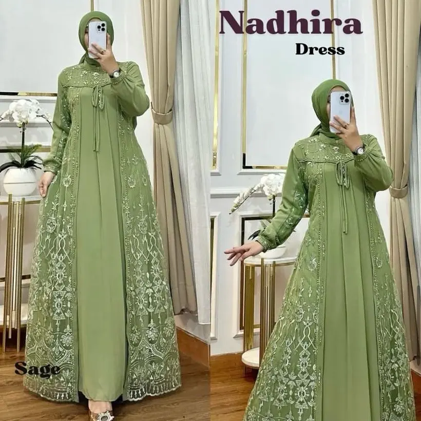 New Product - Bisa Cod Nadhira Dress Bahan Ceruty Mix Brukat Gamis Kondangan Kekinian Murah Ready Size M L XL XXL Dress Remaja Terbaaru 2024 Buat Lebaran Gamis Viral  Dress Wanita MUSLIMAH Gamis Wisuda